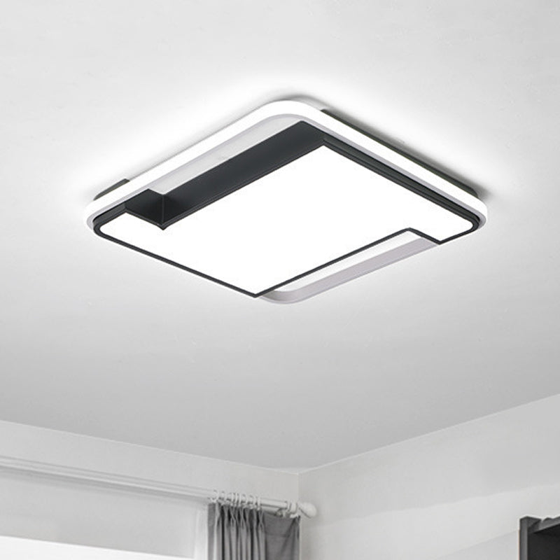 Luminaire encastré à LED à géométrie moderne - Largeur de 18"/22" - Acrylique noir/blanc - Éclairage de chambre à coucher