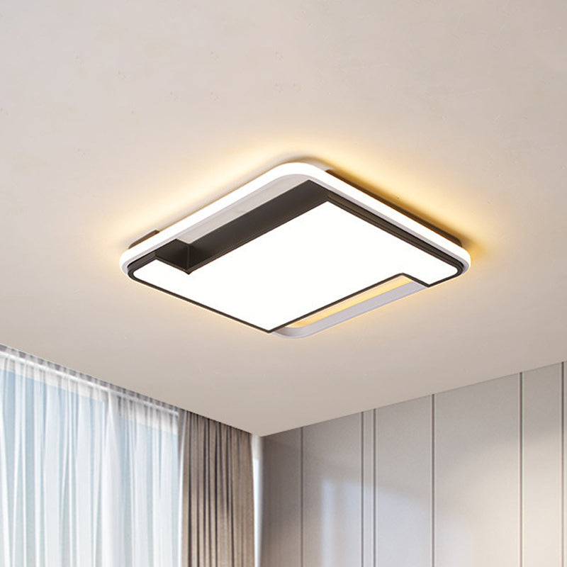 Luminaire encastré à LED à géométrie moderne - Largeur de 18"/22" - Acrylique noir/blanc - Éclairage de chambre à coucher