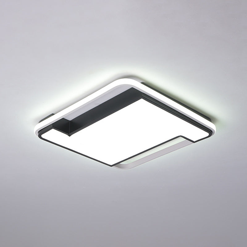 Luminaire encastré à LED à géométrie moderne - Largeur de 18"/22" - Acrylique noir/blanc - Éclairage de chambre à coucher