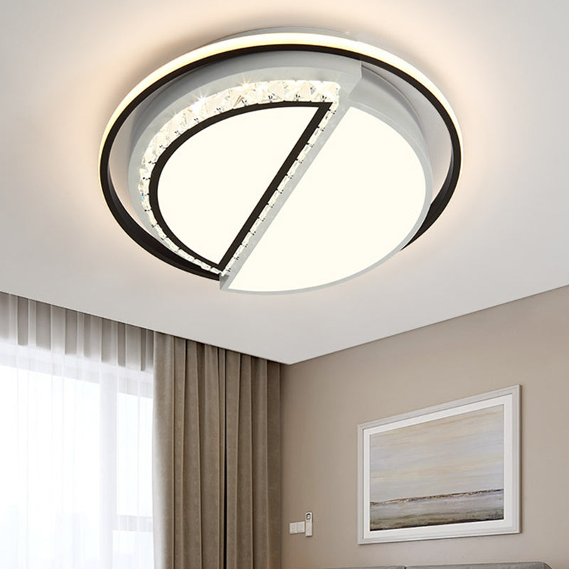 Modern Crystal Ceiling Lamp in Black - Round/Star Design with Warm/White LED Light