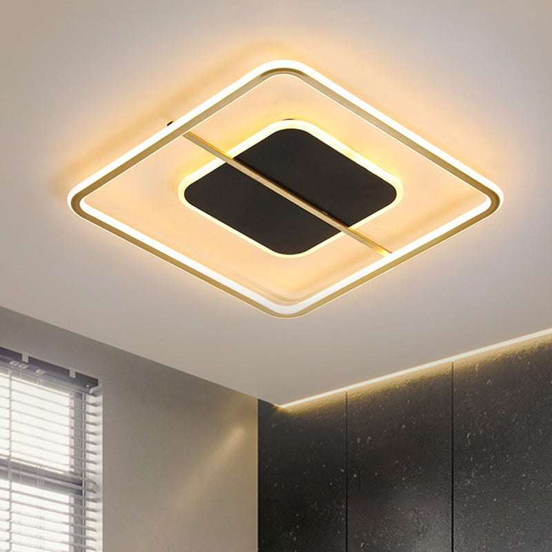 Nordic LED Black Iron Flush Light Fixture in Warm/White Light, 16"/19.5" Wide