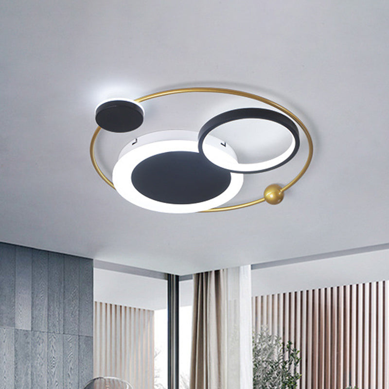 Flush Mount LED Ceiling Light in Acrylic Black and Gold, Warm/White Light, 16.5"/20.5"/24.5" W