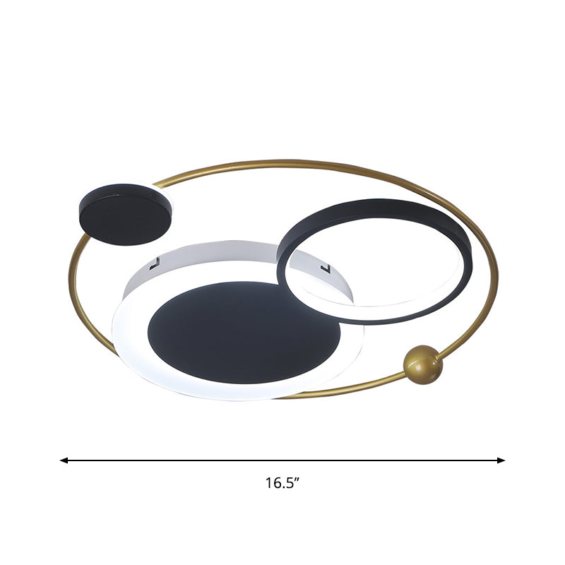 Flush Mount LED Ceiling Light in Acrylic Black and Gold, Warm/White Light, 16.5"/20.5"/24.5" W