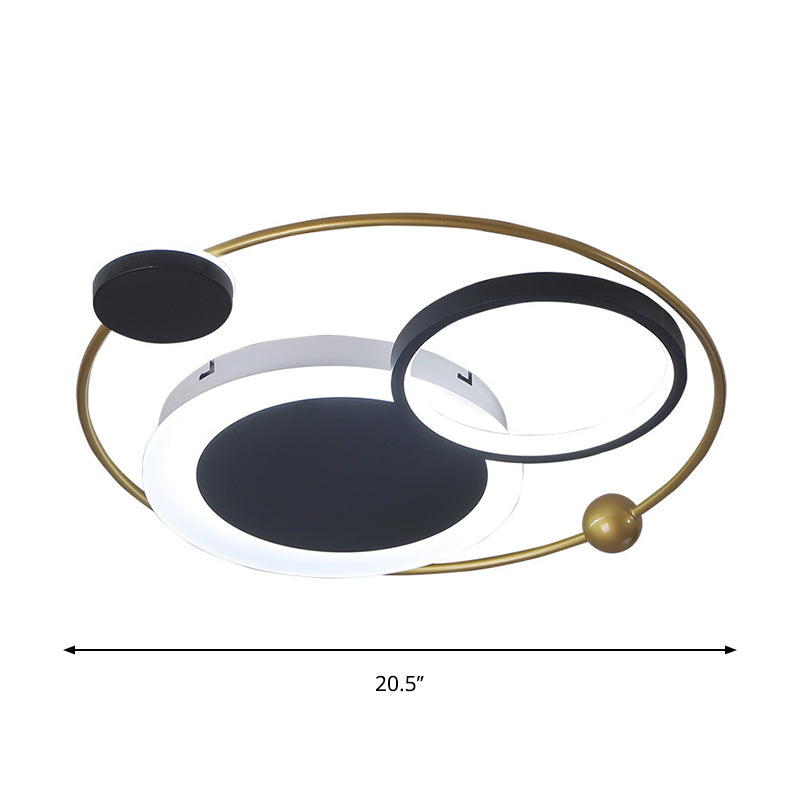 Flush Mount LED Ceiling Light in Acrylic Black and Gold, Warm/White Light, 16.5"/20.5"/24.5" W