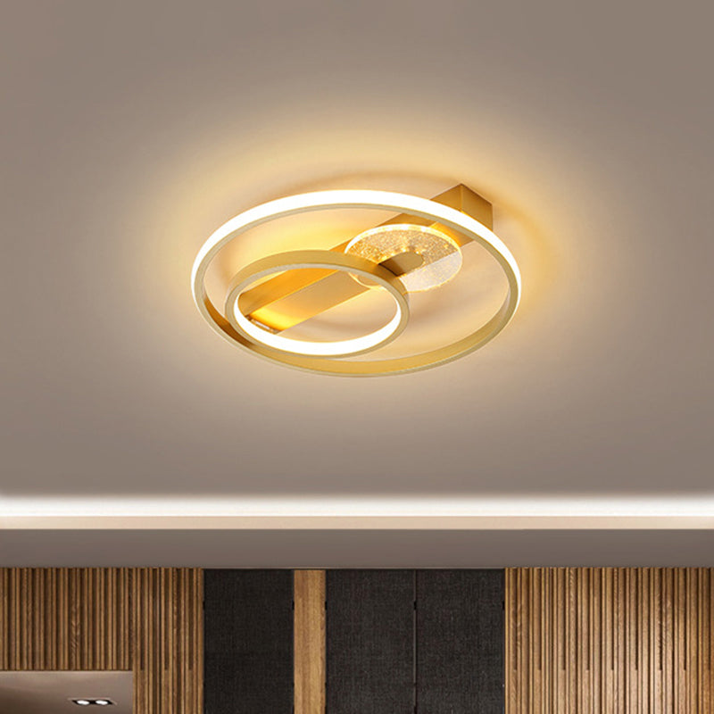 Gold/White & Black LED Metal Hoop Flushmount with White/Warm Light - 16.5"/20.5" Wide