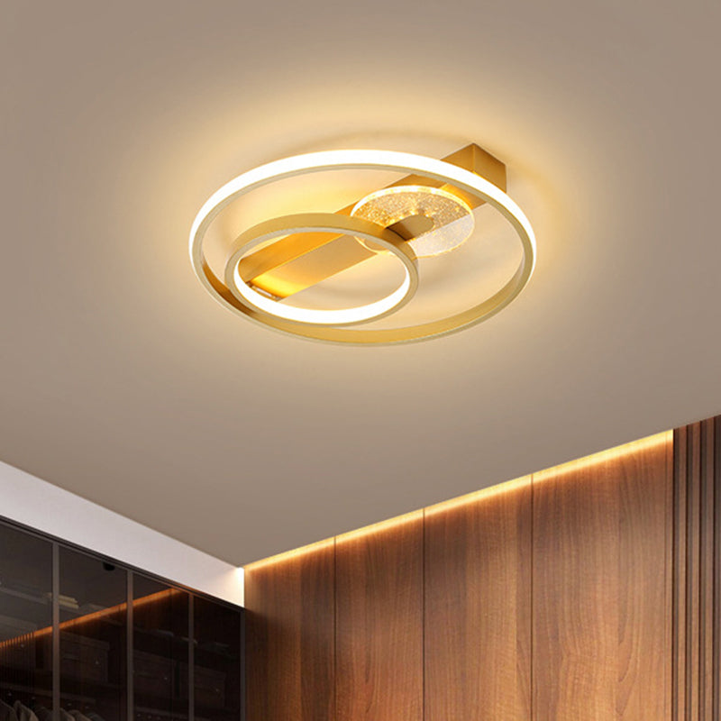 Gold/White & Black LED Metal Hoop Flushmount with White/Warm Light - 16.5"/20.5" Wide