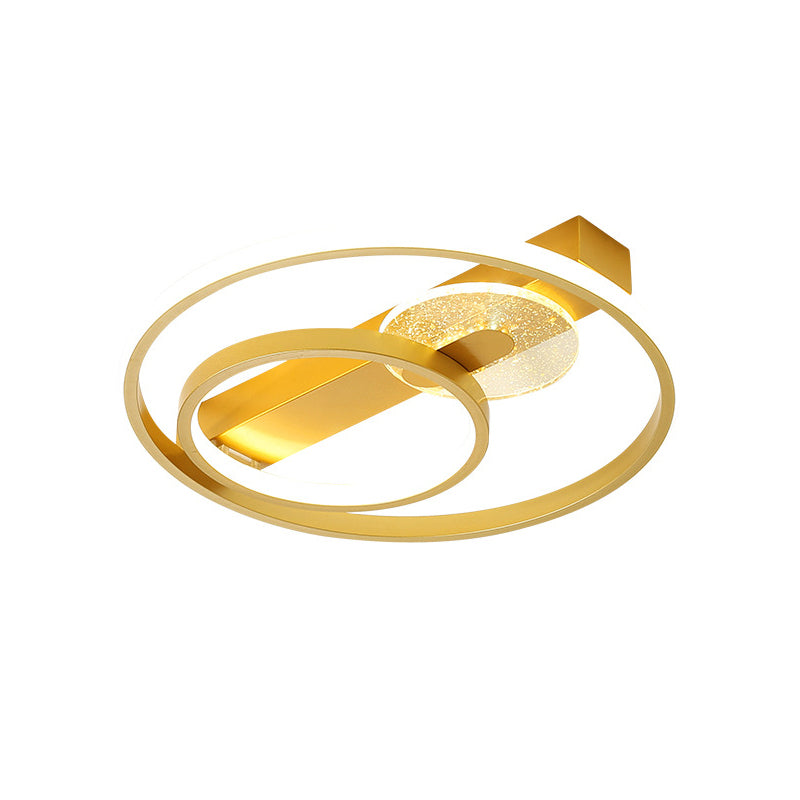 Gold/White & Black LED Metal Hoop Flushmount with White/Warm Light - 16.5"/20.5" Wide