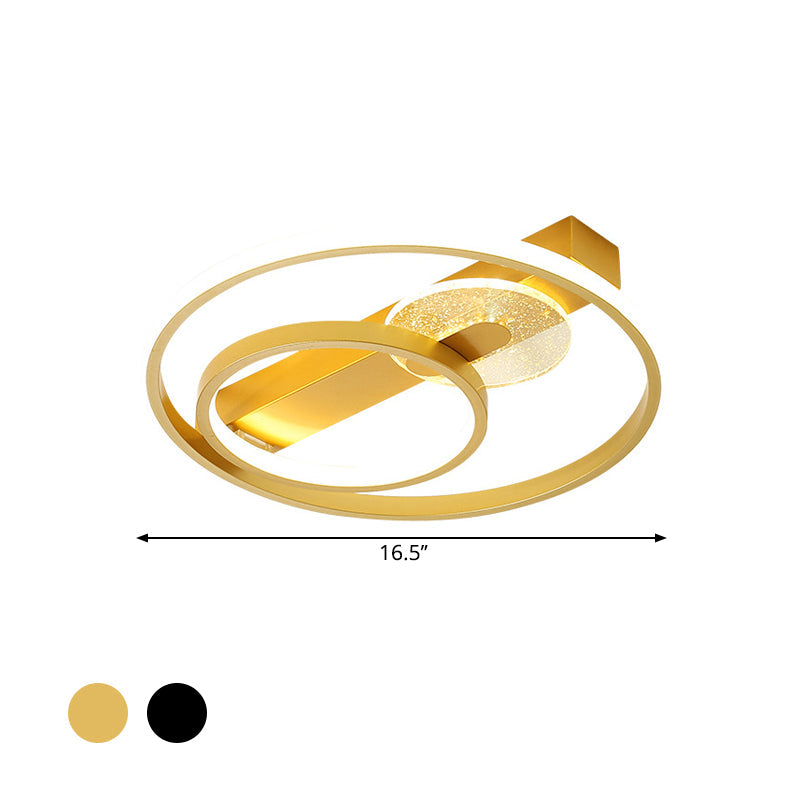 Gold/White & Black LED Metal Hoop Flushmount with White/Warm Light - 16.5"/20.5" Wide