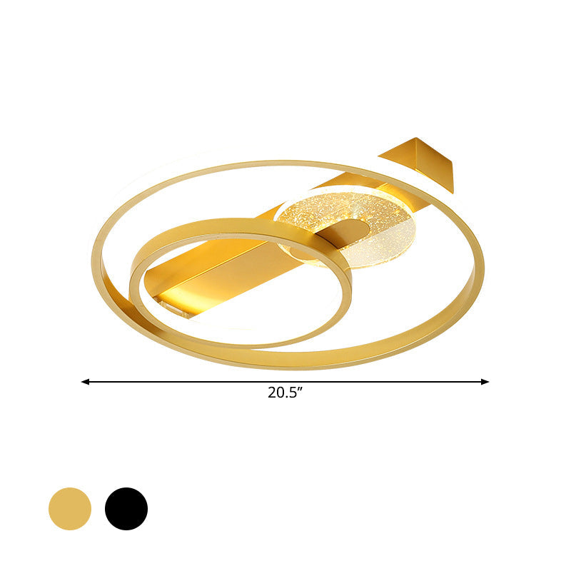 Gold/White & Black LED Metal Hoop Flushmount with White/Warm Light - 16.5"/20.5" Wide