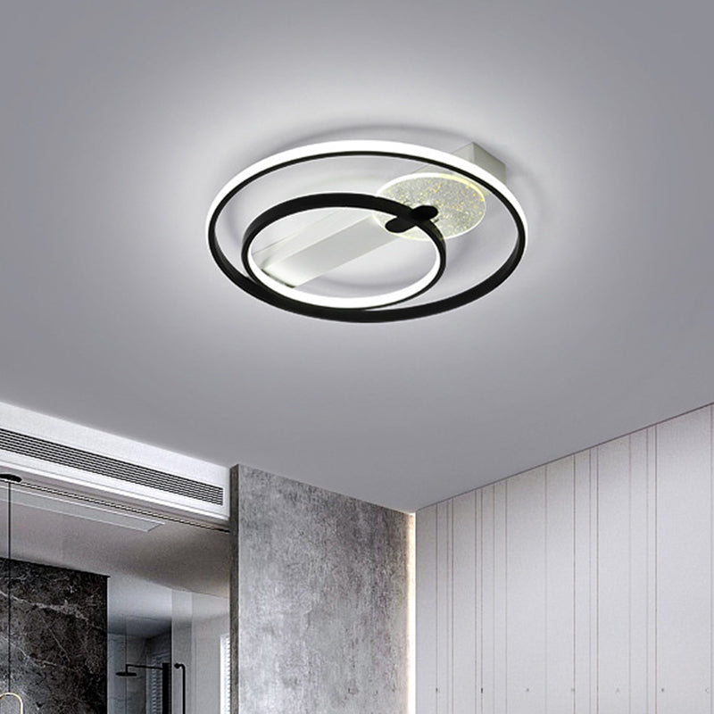 Gold/White & Black LED Metal Hoop Flushmount with White/Warm Light - 16.5"/20.5" Wide