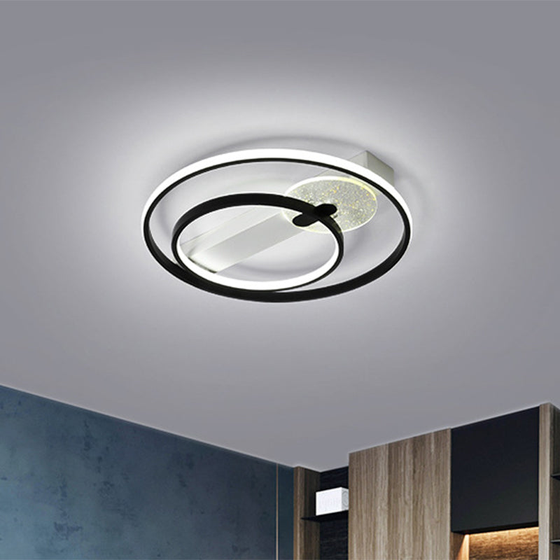 Gold/White & Black LED Metal Hoop Flushmount with White/Warm Light - 16.5"/20.5" Wide