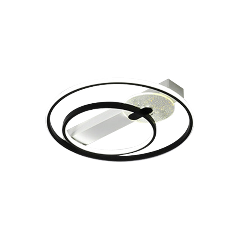 Gold/White & Black LED Metal Hoop Flushmount with White/Warm Light - 16.5"/20.5" Wide