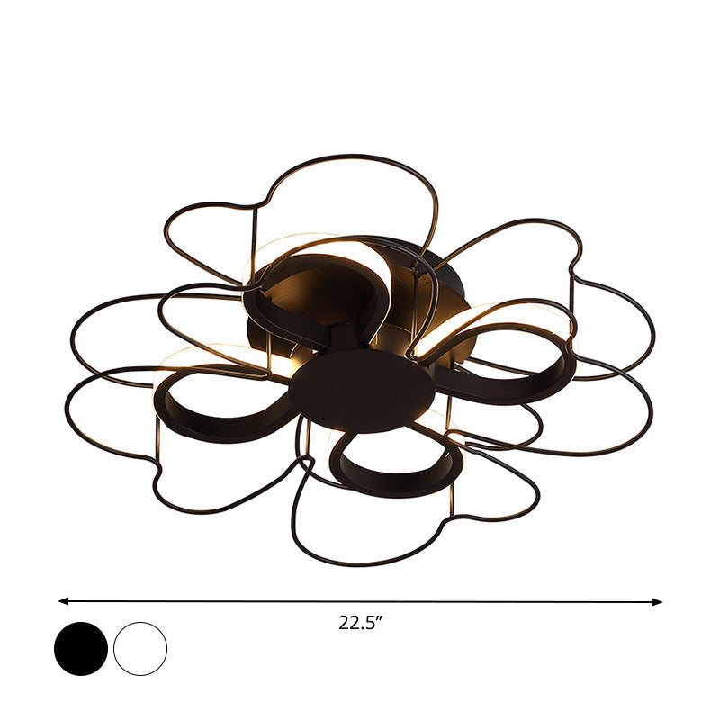 Contemporary Metallic Clover Flush Light - 19/22.5 W Black/White Led Warm/White Lighting