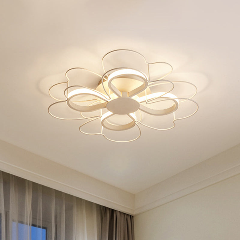 Contemporary Metallic Clover Flush Light - 19"/22.5" W - Black/White LED - Warm/White Lighting