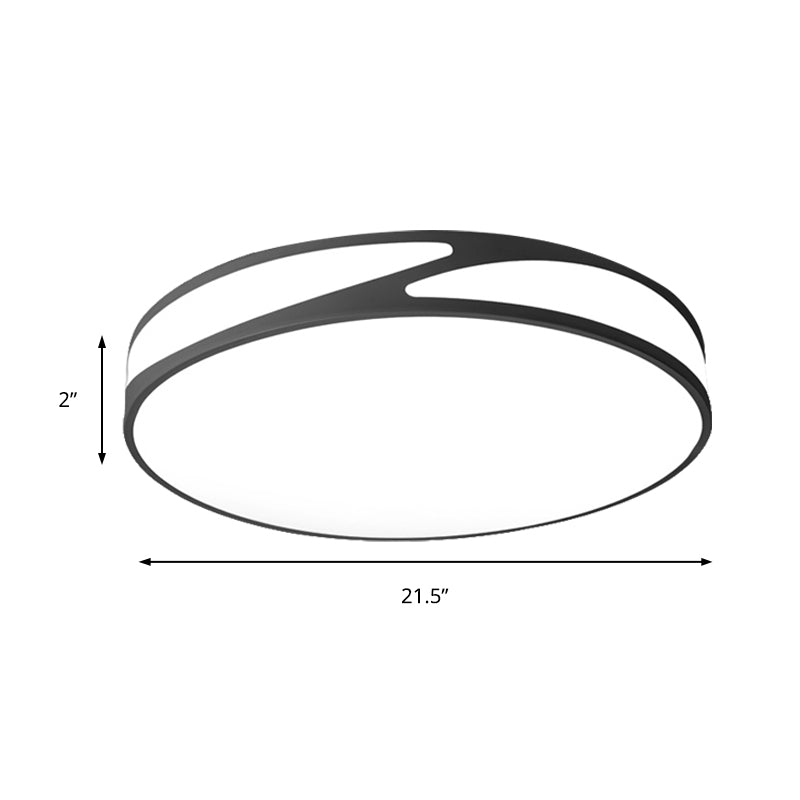 Nordic Monochrome Flush Mount LED Ceiling Light - Slim Panel Round Acrylic, 18/21.5 Inch Wide, Warm/White Light