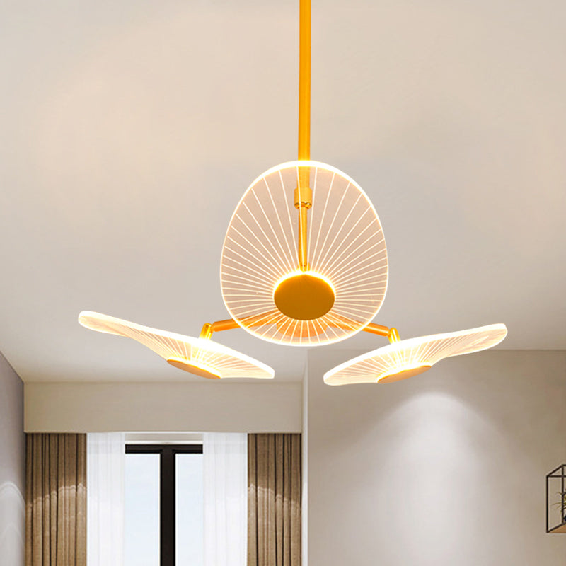 Modern Oval Chandelier Light - Acrylic Led Gold Hanging Lamp Kit In Warm/White For Bedroom / White
