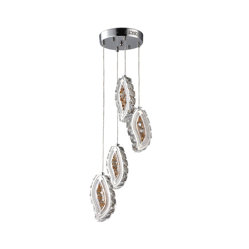 Simple Style Faceted Crystal LED Ceiling Lamp - Silver Multi Pendant Light for Dining Room