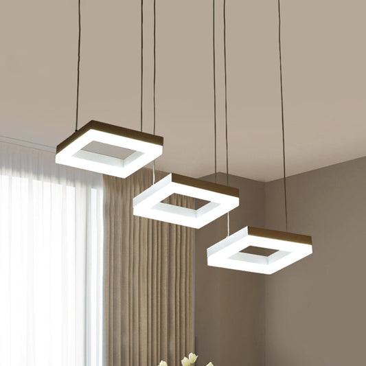 Modern Acrylic Square Chandelier - Black/White Pendant Light with 3 Bulbs