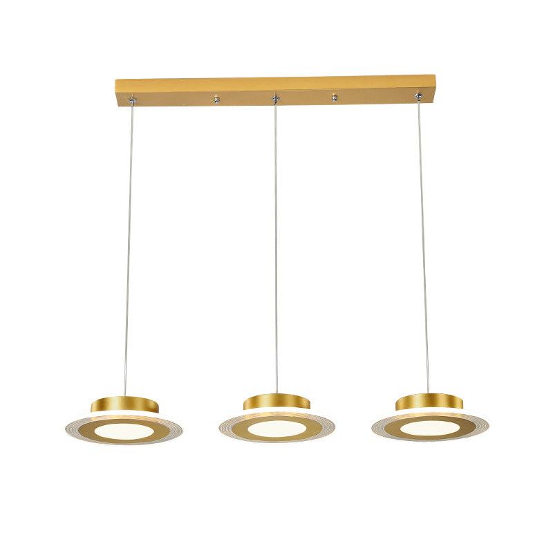 Contemporary LED Gold Chandelier - Round Acrylic Pendant Light Fixture in Warm/White