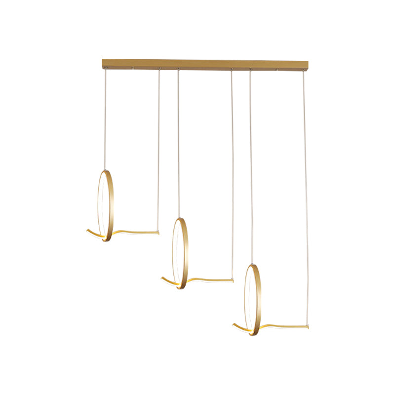 Lustre moderne à 3 anneaux en métal avec kit d'éclairage suspendu à LED en noir/or - Lumière chaude/blanche
