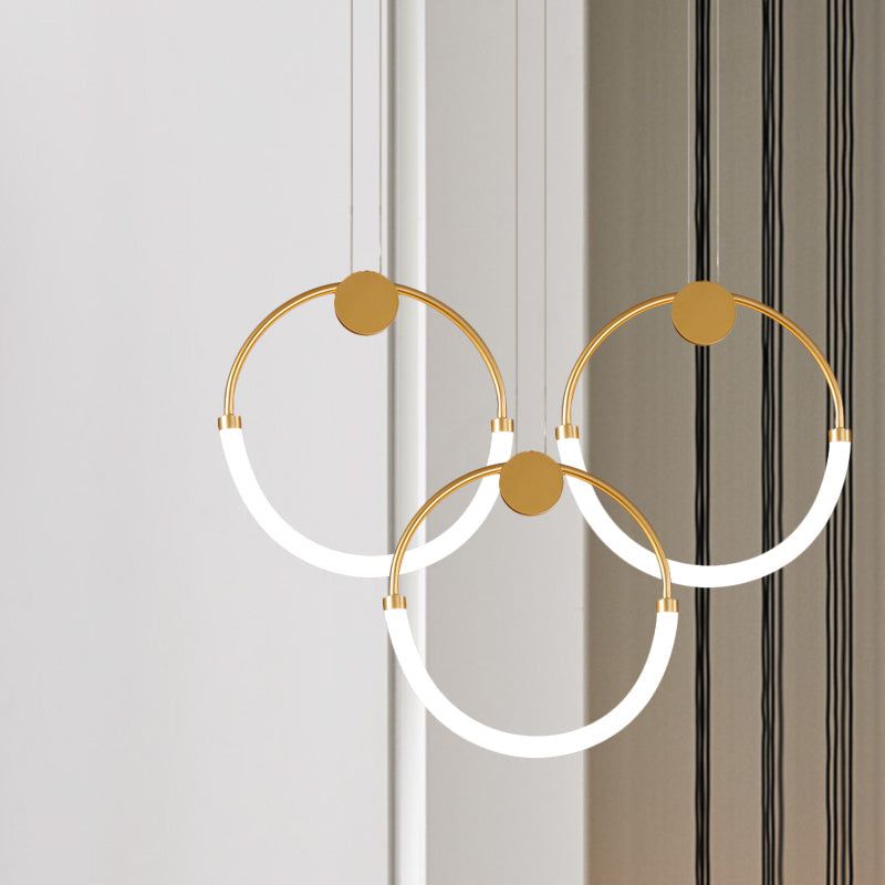 Nordic Circular Chandelier Lamp: Acrylic, 1/3 Gold Bulbs, Warm/White Pendant Lighting Fixture