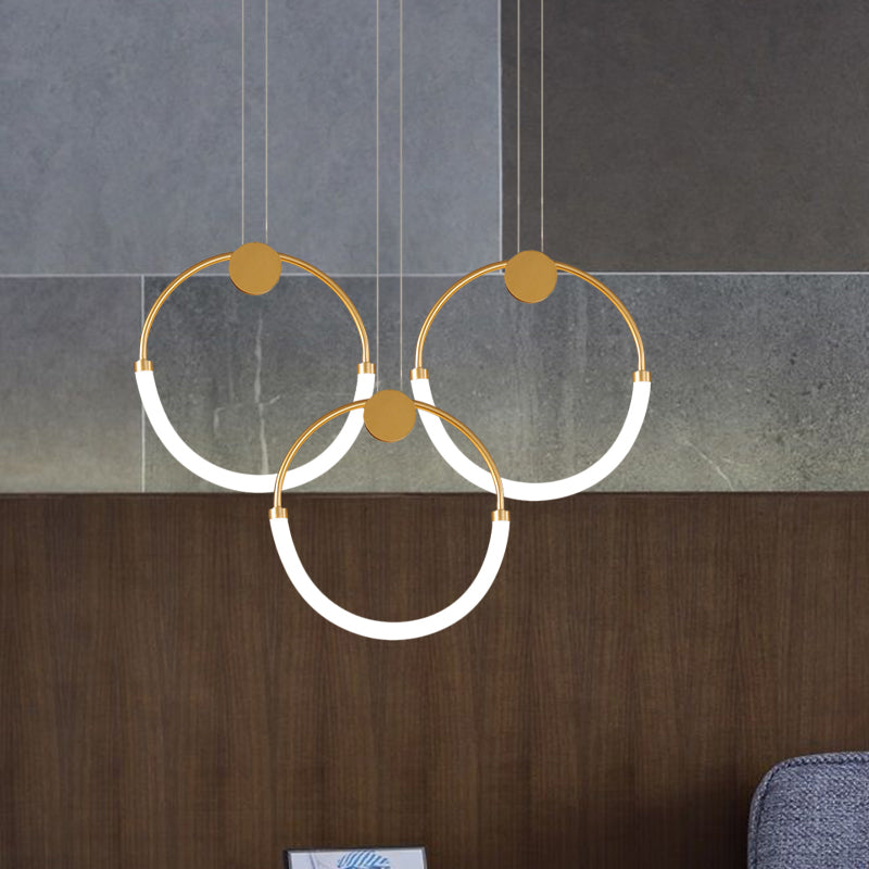 Nordic Circular Chandelier Lamp: Acrylic, 1/3 Gold Bulbs, Warm/White Pendant Lighting Fixture