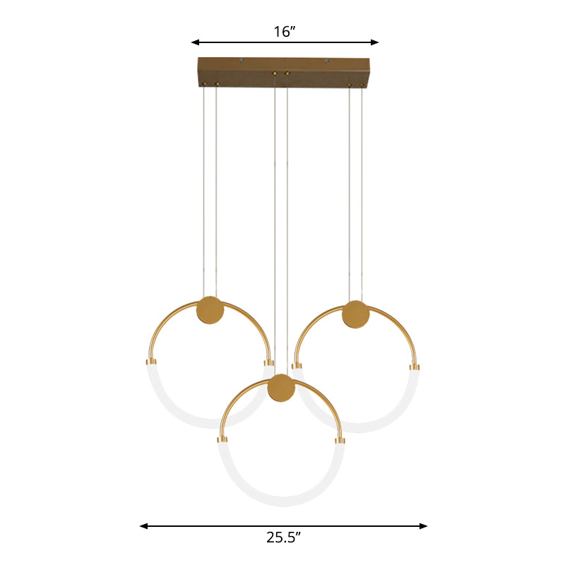 Nordic Circular Chandelier Lamp: Acrylic, 1/3 Gold Bulbs, Warm/White Pendant Lighting Fixture