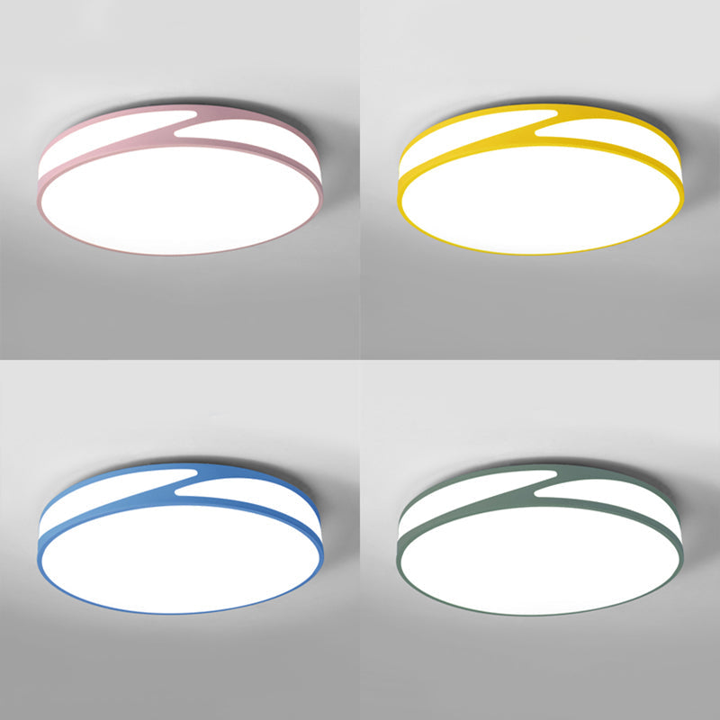 14"/18"/21.5" Round Flush Mount Macaron Loft Acrylic Ceiling Light in Blue/Green/Pink/Yellow for Kid's Room