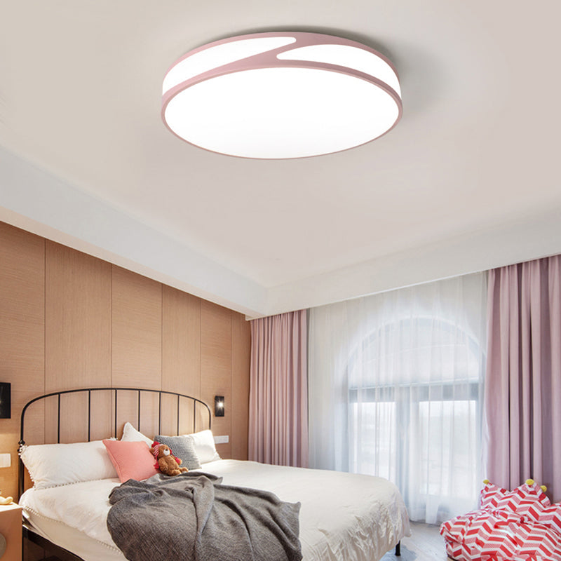 14"/18"/21.5" Round Flush Mount Macaron Loft Acrylic Ceiling Light in Blue/Green/Pink/Yellow for Kid's Room
