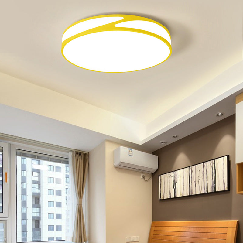 14"/18"/21.5" Round Flush Mount Macaron Loft Acrylic Ceiling Light in Blue/Green/Pink/Yellow for Kid's Room