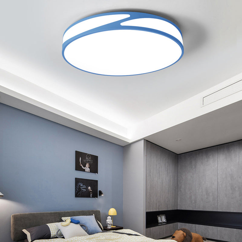 14"/18"/21.5" Round Flush Mount Macaron Loft Acrylic Ceiling Light in Blue/Green/Pink/Yellow for Kid's Room