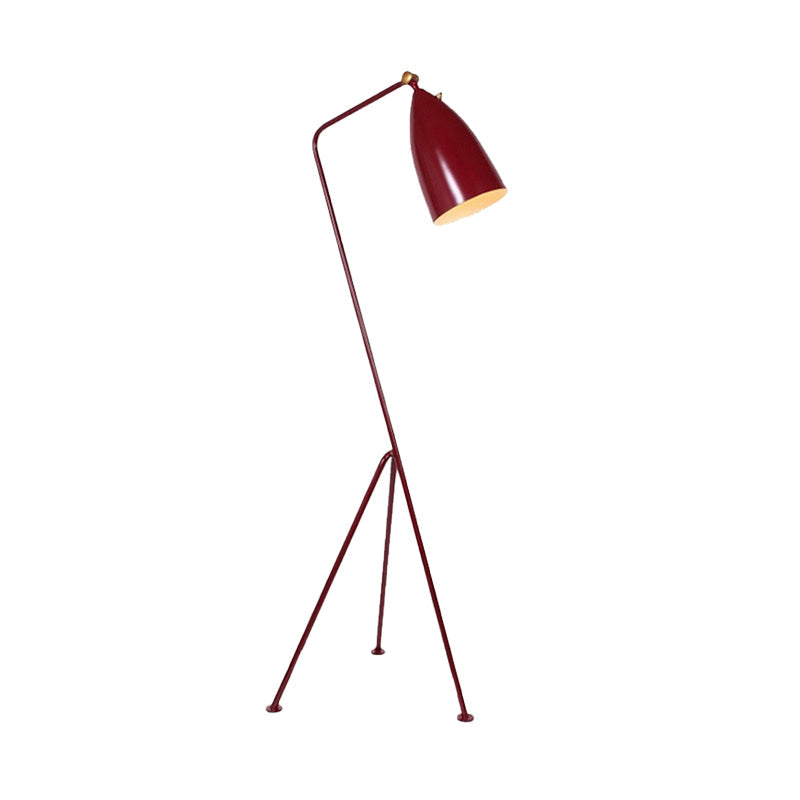 Modern Tripod Floor Lamp With Bell Shade - Metallic Design 1 Light Black/White Perfect For Bedroom