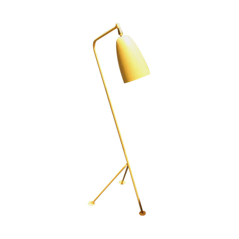 Modern Tripod Floor Lamp With Bell Shade - Metallic Design 1 Light Black/White Perfect For Bedroom