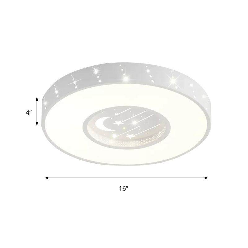 Metal Round Flush Light: Starry Ceiling Mount for Girls' Bedroom in White