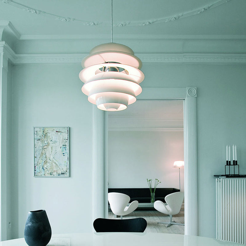 Nordic Aluminum Pinecone Pendant Lamp: Tiered Ceiling Hanging Light in White