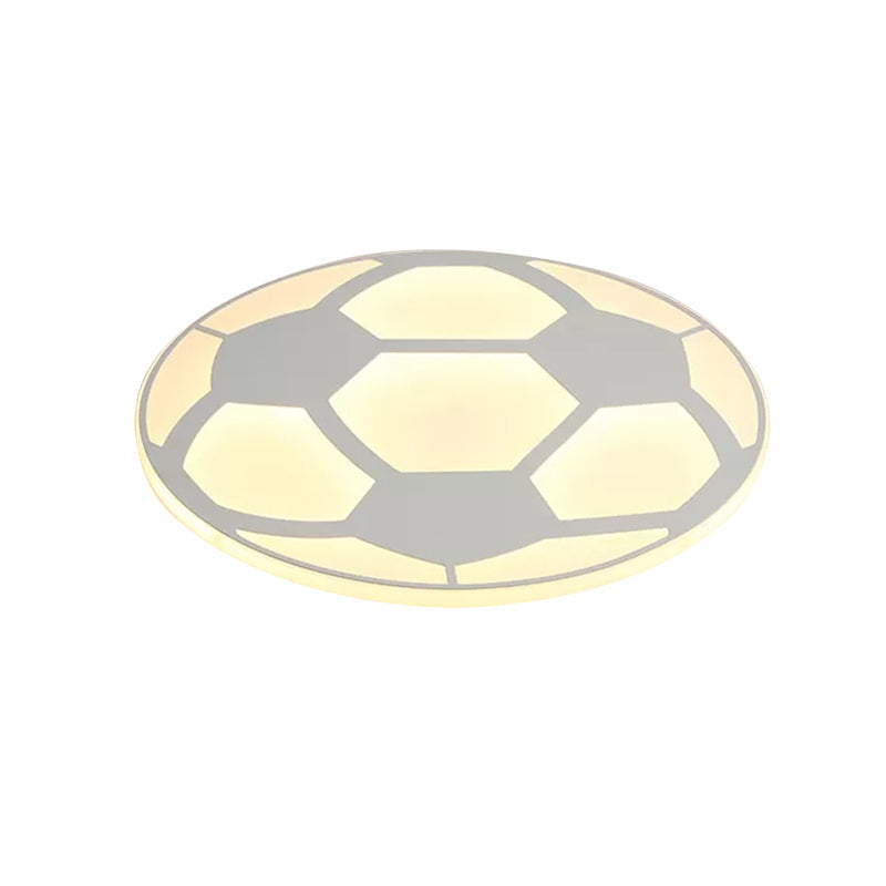 Sleek White Flush Mount Soccer Ceiling Light for Kid's Bedroom