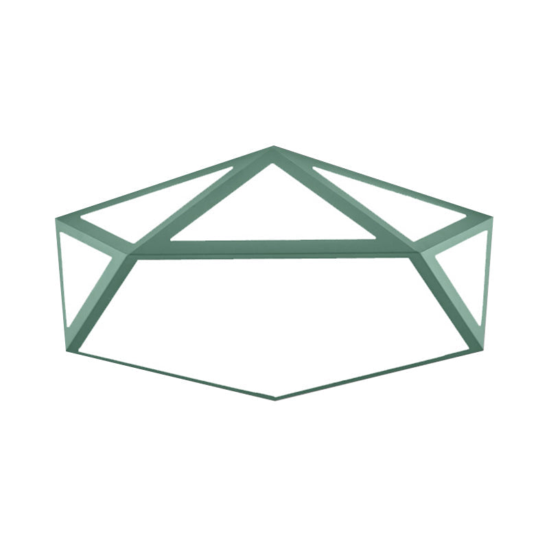 Kid Bedroom Macaron Acrylic Pentagon Ceiling Light with Metal Guard - Space-saving Loft Ceiling Mount