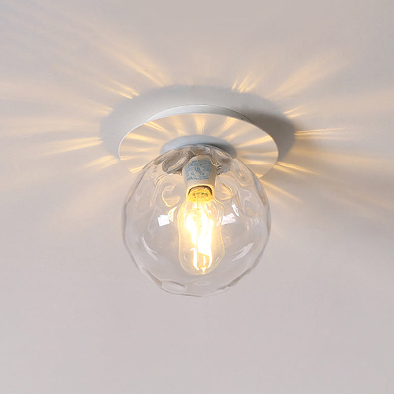 Nordic 1 Head Orb Light Fixture with Clear Hammered Glass Shade - Stylish Gray/White/Green/Wood Finish