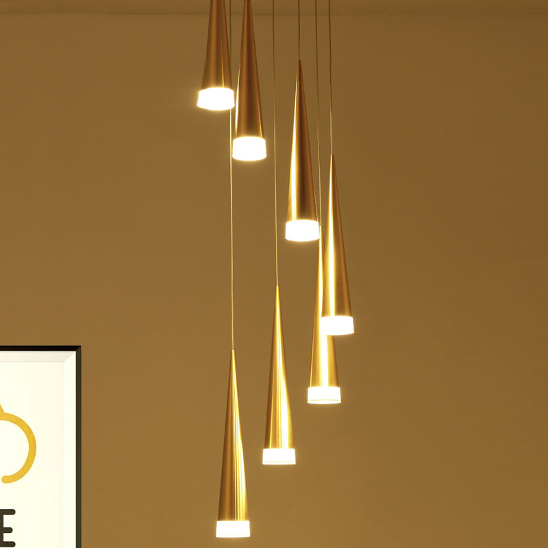 Kit de lampe suspendue conique : lampe suspendue simple en métal noir/argenté/doré en blanc chaud/neutre