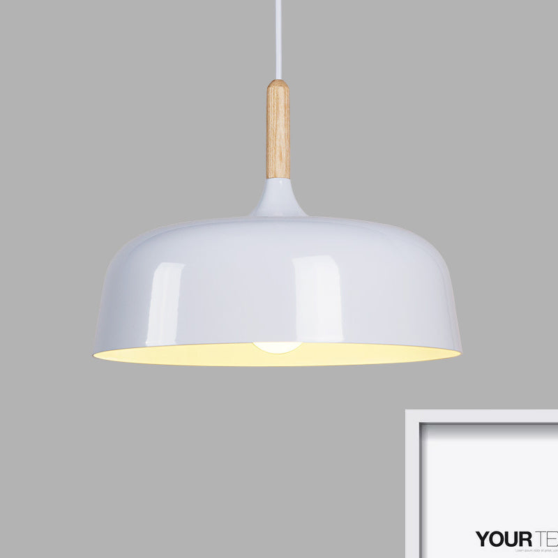 Sleek Metal Bowl Ceiling Lamp - Simple Style, 1 Light Black/White Pendant Light for Dining Room - 12.5"/19" Wide
