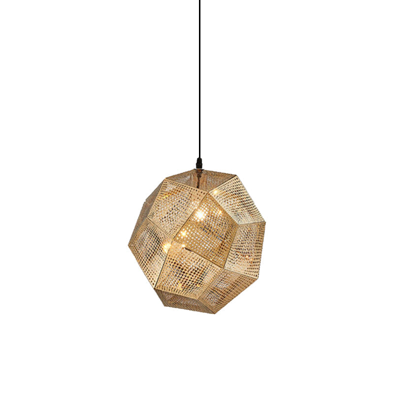 Suspension à facettes en forme de globe de 10 po/12,5 po/19 po de largeur – Métal contemporain, 1 lampe – Argent/Or/Or rose