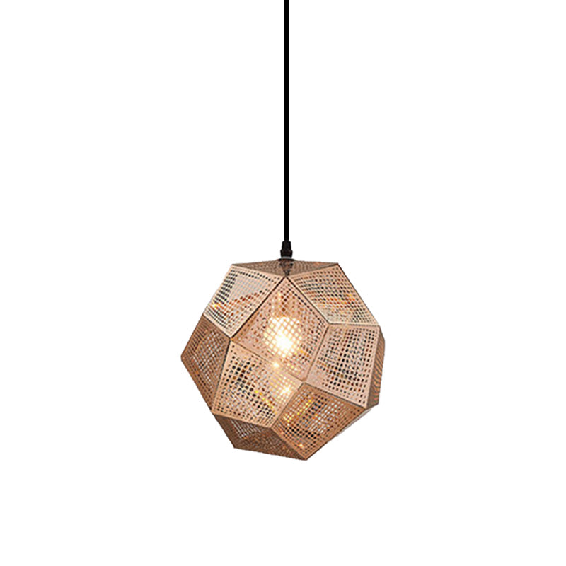 Suspension à facettes en forme de globe de 10 po/12,5 po/19 po de largeur – Métal contemporain, 1 lampe – Argent/Or/Or rose