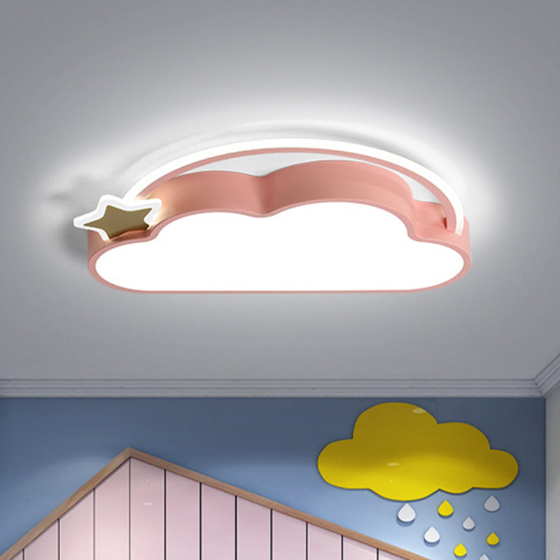 Cloud & Star Led Ceiling Light For Kids Bedroom - Simple Pink/Gold Design Pink
