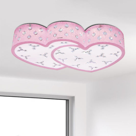 Modern Pink LED Flush Lamp: Heart-Shaped Ceiling Fixture with Acrylic Shade