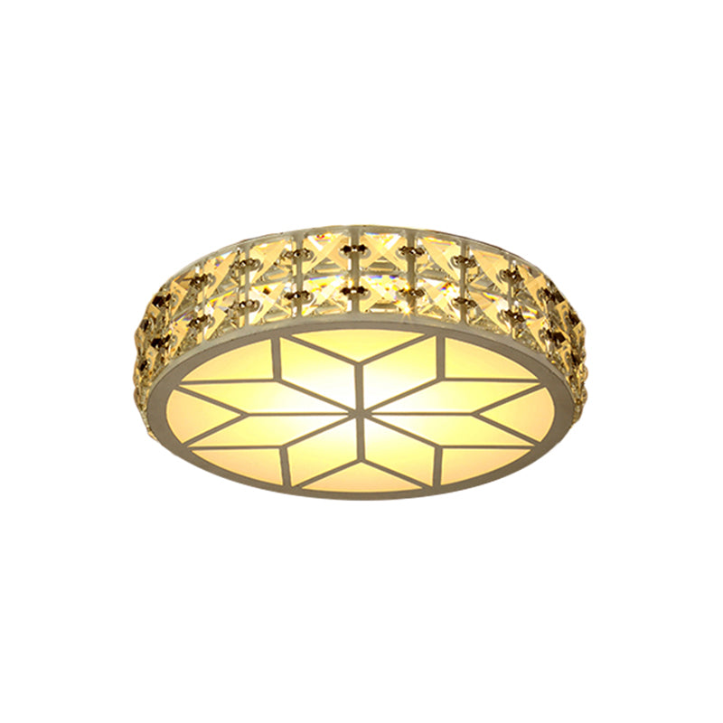 Modern Crystal Block Circle LED Ceiling Light, 6.5"/8.5" Width, Gold Flush Mount Fixture