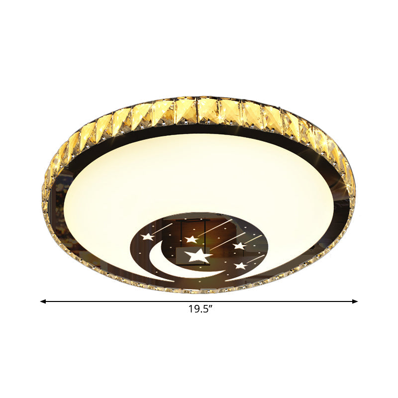 Simplicity Crystal Block Ceiling Mounted Light with Chrome LED, Star & Moon Design