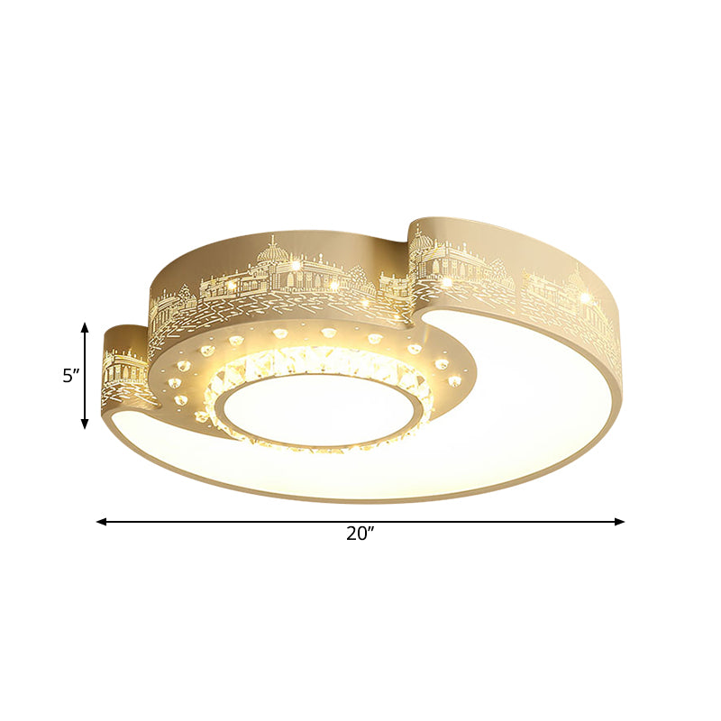 LED Moon Ceiling Light with Crystal Shade - Minimalist Design