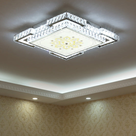 Minimalist Crystal LED Flush Mount Ceiling Fixture in Chrome"
or
"Faceted Crystal LED Flush Mount Ceiling Fixture in Chrome