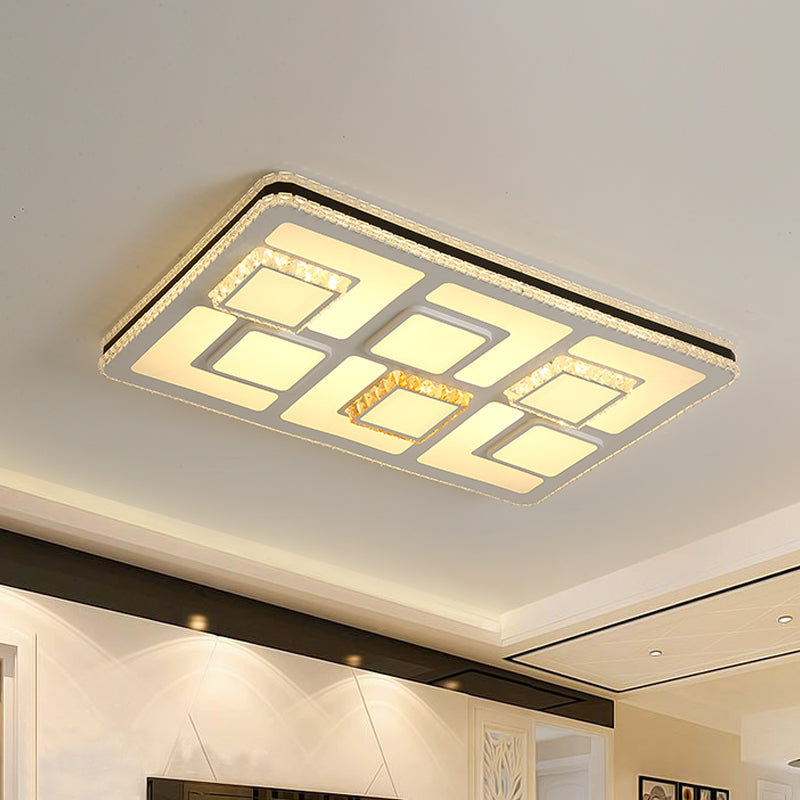 Plafonnier LED minimaliste à facettes en cristal - Montage encastré blanc
