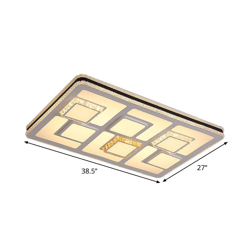 Plafonnier LED minimaliste à facettes en cristal - Montage encastré blanc